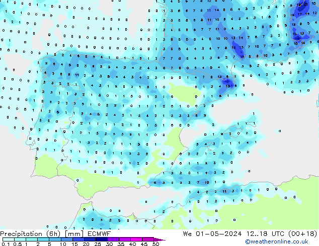 Z500/Rain (+SLP)/Z850 ECMWF We 01.05.2024 18 UTC