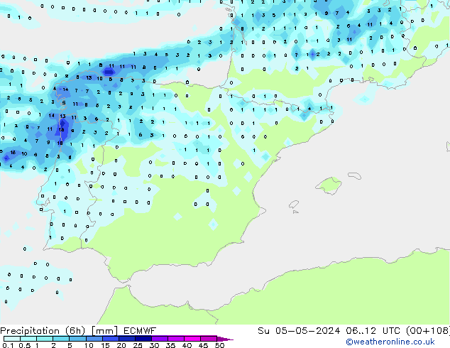 Z500/Rain (+SLP)/Z850 ECMWF Вс 05.05.2024 12 UTC