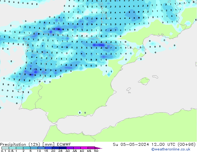 Precipitación (12h) ECMWF dom 05.05.2024 00 UTC