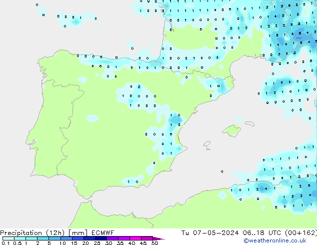 Nied. akkumuliert (12Std) ECMWF Di 07.05.2024 18 UTC