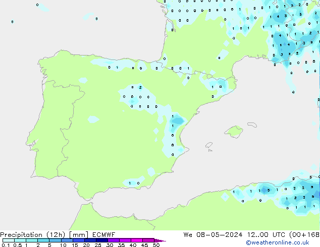 Yağış (12h) ECMWF Çar 08.05.2024 00 UTC