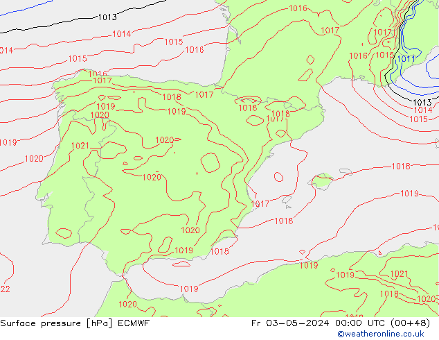 Surface pressure ECMWF Fr 03.05.2024 00 UTC