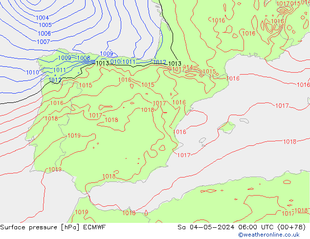 Surface pressure ECMWF Sa 04.05.2024 06 UTC