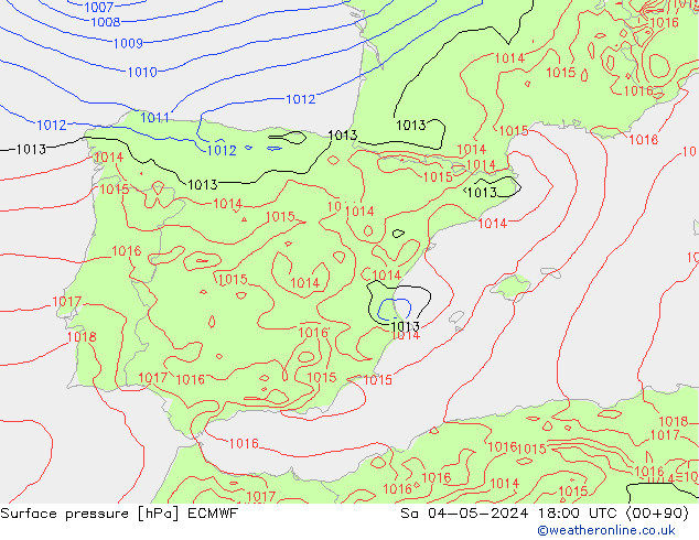 Luchtdruk (Grond) ECMWF za 04.05.2024 18 UTC