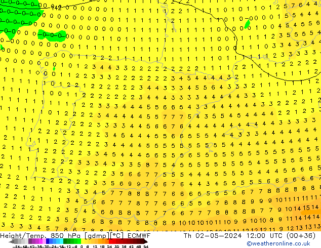 Z500/Rain (+SLP)/Z850 ECMWF jeu 02.05.2024 12 UTC