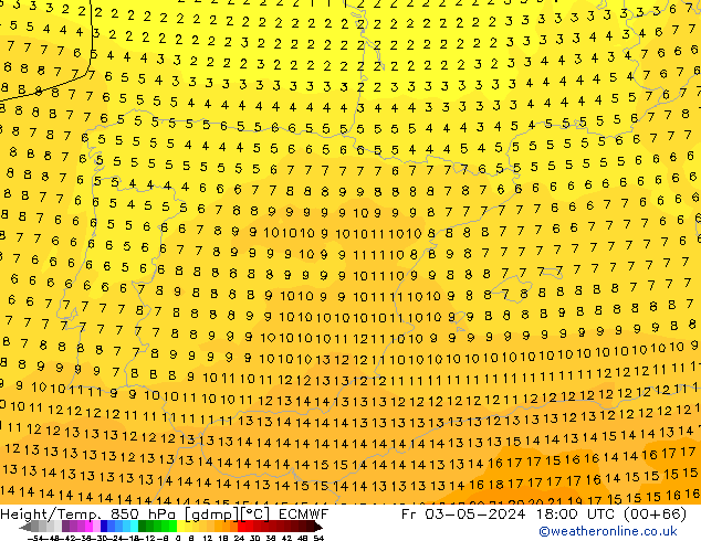 Z500/Yağmur (+YB)/Z850 ECMWF Cu 03.05.2024 18 UTC