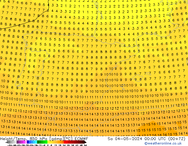 Z500/Yağmur (+YB)/Z850 ECMWF Cts 04.05.2024 00 UTC