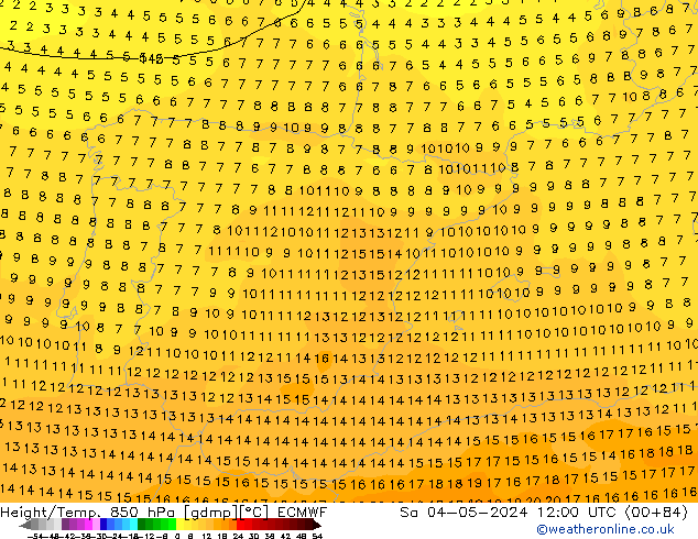 Z500/Rain (+SLP)/Z850 ECMWF Sa 04.05.2024 12 UTC