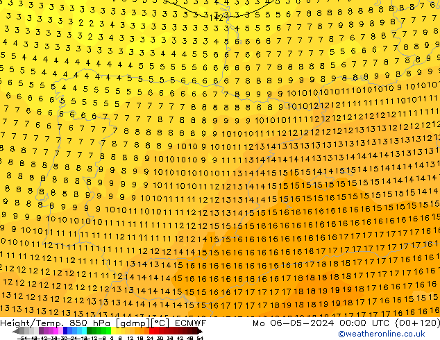 Z500/Rain (+SLP)/Z850 ECMWF пн 06.05.2024 00 UTC