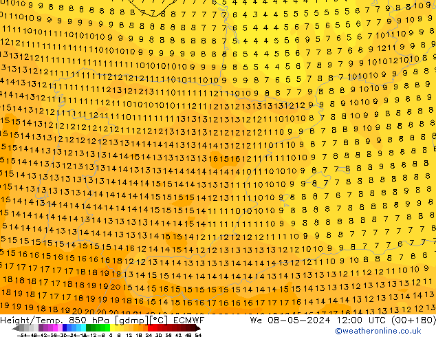 Z500/Regen(+SLP)/Z850 ECMWF wo 08.05.2024 12 UTC