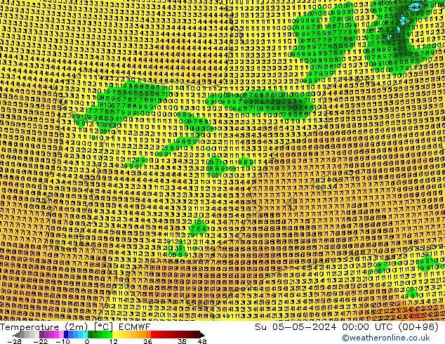 Temperature (2m) ECMWF Su 05.05.2024 00 UTC