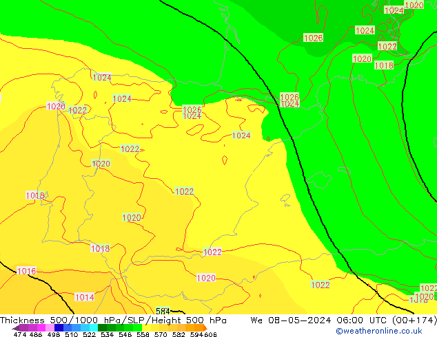 Thck 500-1000hPa ECMWF śro. 08.05.2024 06 UTC