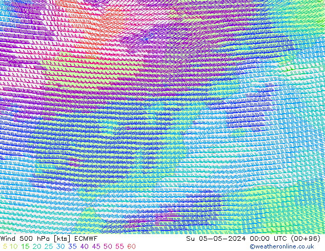 Wind 500 hPa ECMWF Su 05.05.2024 00 UTC