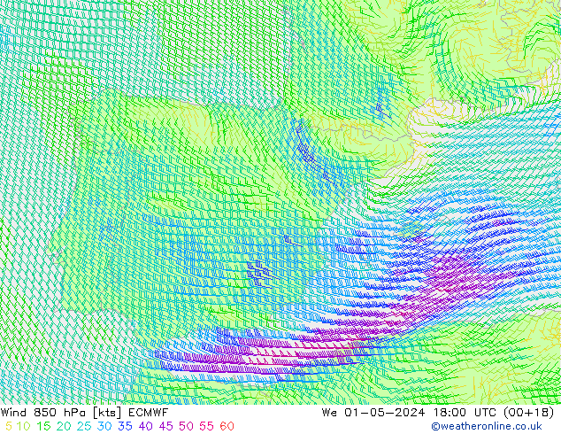 Wind 850 hPa ECMWF St 01.05.2024 18 UTC