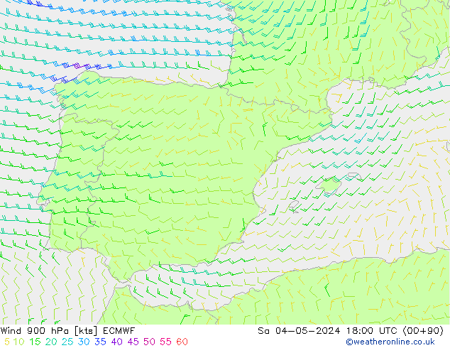 Wind 900 hPa ECMWF za 04.05.2024 18 UTC