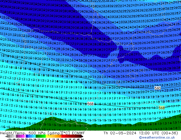 Z500/Rain (+SLP)/Z850 ECMWF чт 02.05.2024 12 UTC