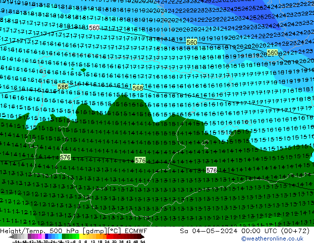 Z500/Rain (+SLP)/Z850 ECMWF  04.05.2024 00 UTC