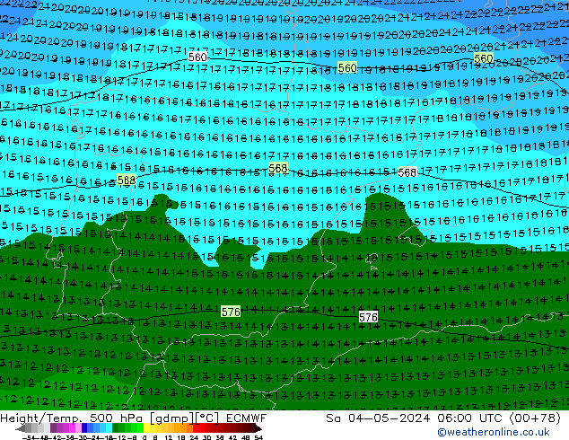 Z500/Rain (+SLP)/Z850 ECMWF Sa 04.05.2024 06 UTC