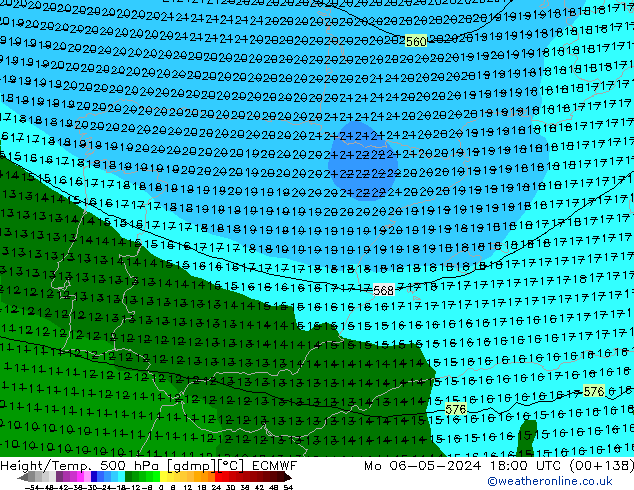 Z500/Rain (+SLP)/Z850 ECMWF ��� 06.05.2024 18 UTC