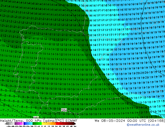 Z500/Rain (+SLP)/Z850 ECMWF We 08.05.2024 00 UTC