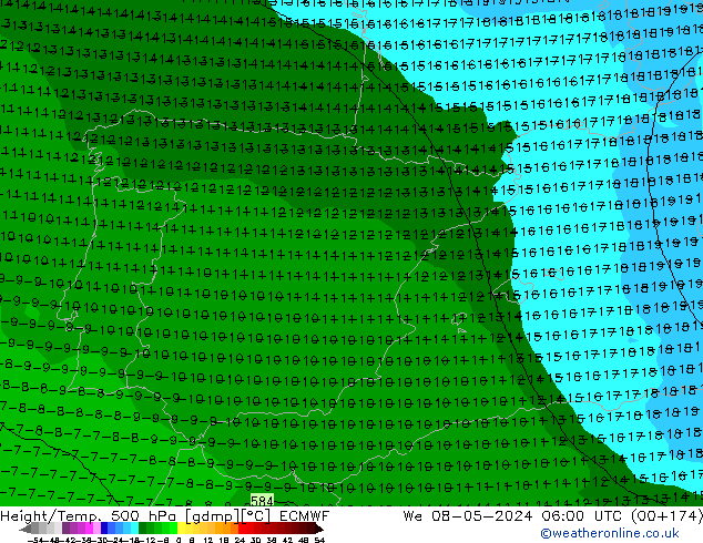 Z500/Rain (+SLP)/Z850 ECMWF mié 08.05.2024 06 UTC