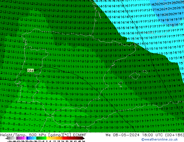 Z500/Rain (+SLP)/Z850 ECMWF ��� 08.05.2024 18 UTC