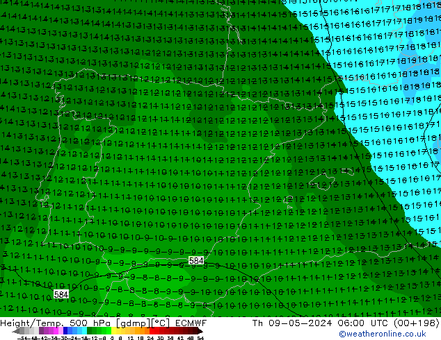 Z500/Rain (+SLP)/Z850 ECMWF чт 09.05.2024 06 UTC