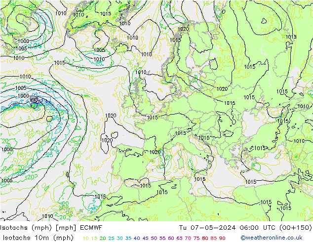 Isotachs (mph) ECMWF Ter 07.05.2024 06 UTC