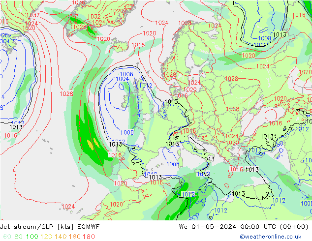 Jet stream/SLP ECMWF St 01.05.2024 00 UTC