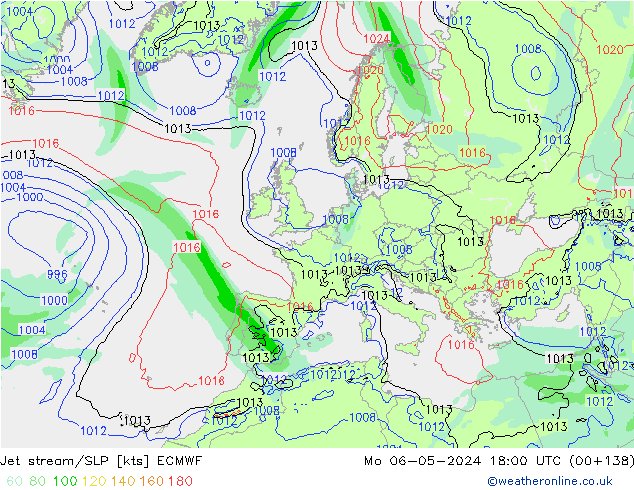 Corriente en chorro ECMWF lun 06.05.2024 18 UTC