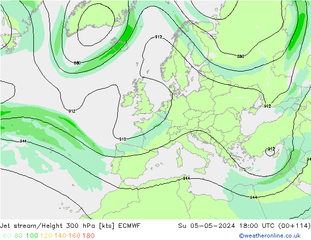 Prąd strumieniowy ECMWF nie. 05.05.2024 18 UTC