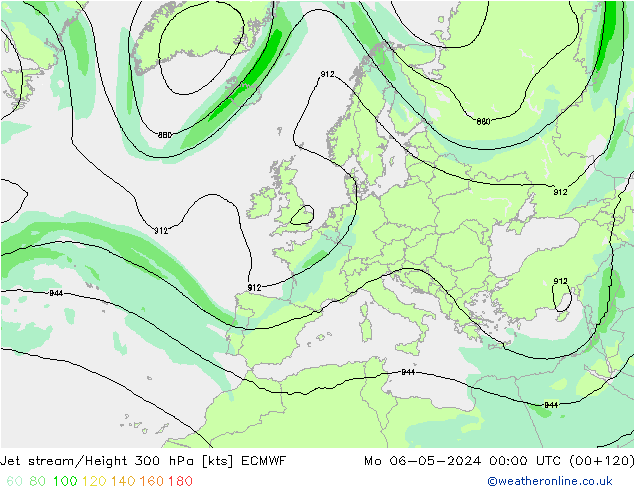 Prąd strumieniowy ECMWF pon. 06.05.2024 00 UTC