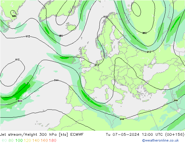 Jet stream ECMWF Ter 07.05.2024 12 UTC