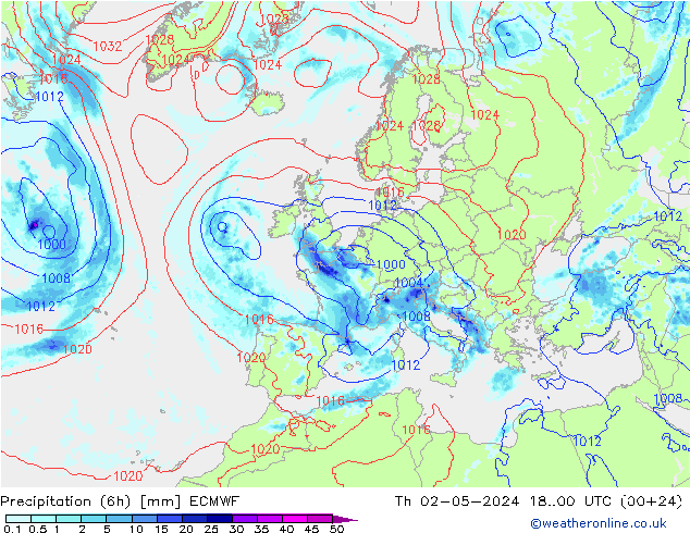 Z500/Rain (+SLP)/Z850 ECMWF Qui 02.05.2024 00 UTC