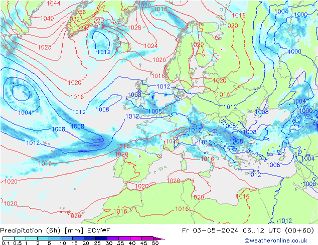 Z500/Rain (+SLP)/Z850 ECMWF ven 03.05.2024 12 UTC