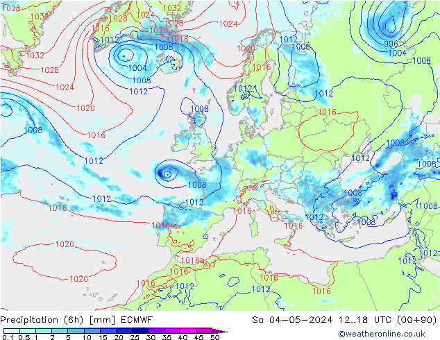 Z500/Regen(+SLP)/Z850 ECMWF za 04.05.2024 18 UTC