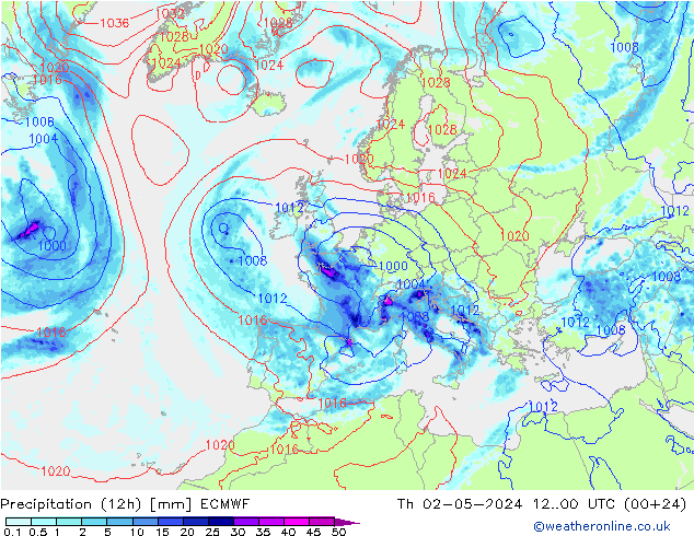 Precipitazione (12h) ECMWF gio 02.05.2024 00 UTC