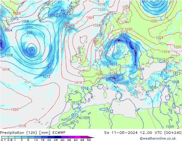 Nied. akkumuliert (12Std) ECMWF Sa 11.05.2024 00 UTC