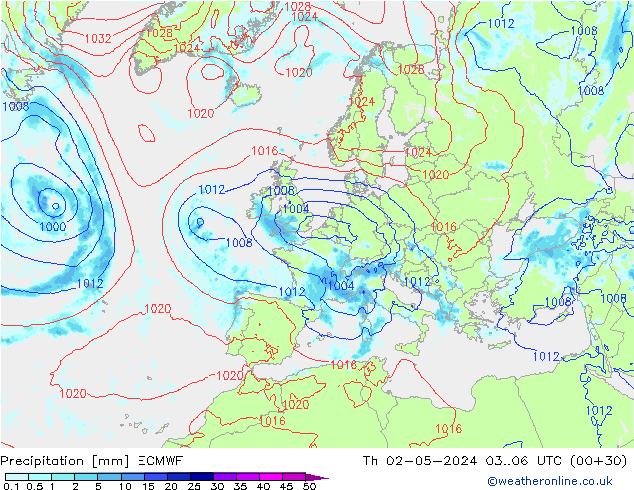 Niederschlag ECMWF Do 02.05.2024 06 UTC