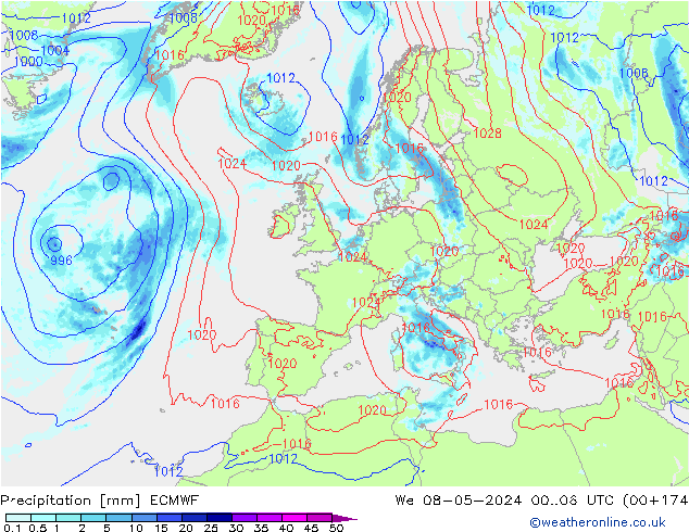 Precipitation ECMWF We 08.05.2024 06 UTC