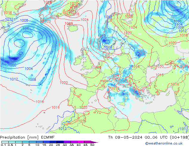 Precipitation ECMWF Th 09.05.2024 06 UTC