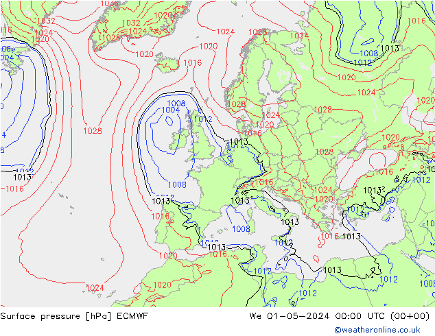 Yer basıncı ECMWF Çar 01.05.2024 00 UTC