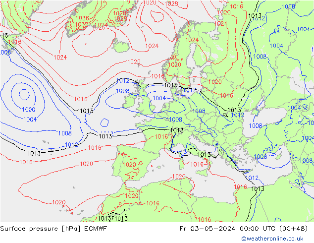 Surface pressure ECMWF Fr 03.05.2024 00 UTC