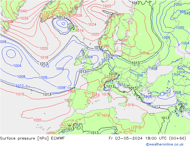 Bodendruck ECMWF Fr 03.05.2024 18 UTC