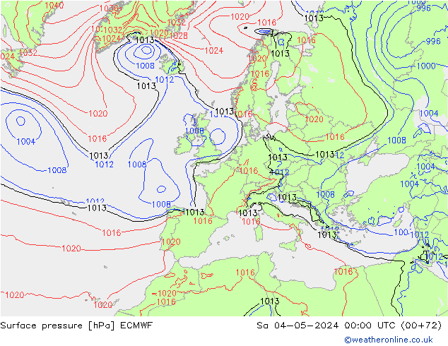 Surface pressure ECMWF Sa 04.05.2024 00 UTC