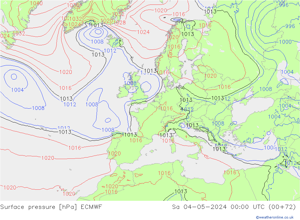 Surface pressure ECMWF Sa 04.05.2024 00 UTC