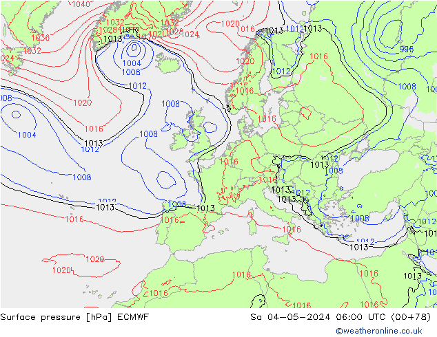 Bodendruck ECMWF Sa 04.05.2024 06 UTC