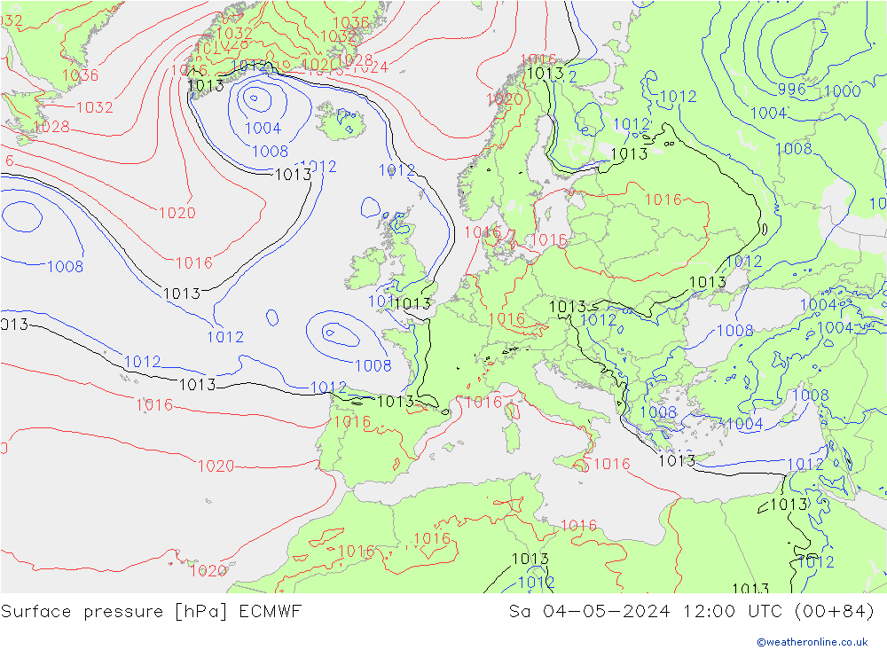 Bodendruck ECMWF Sa 04.05.2024 12 UTC