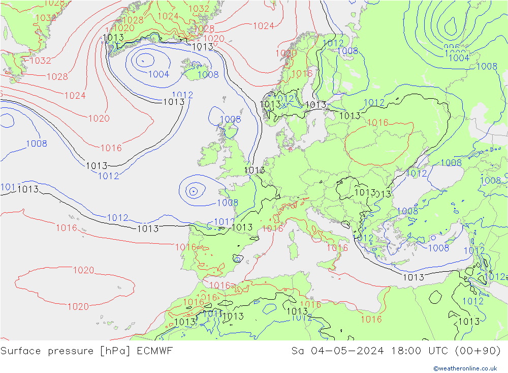 приземное давление ECMWF сб 04.05.2024 18 UTC
