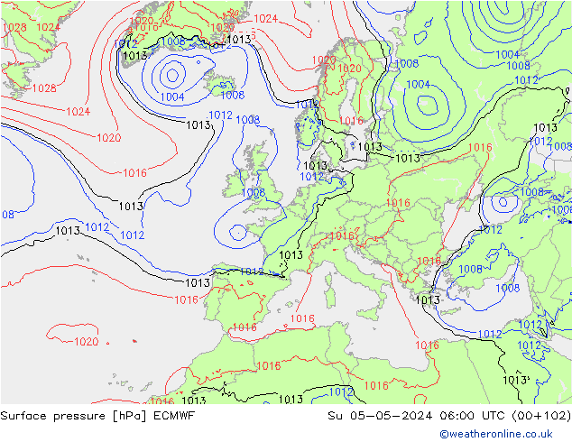 Bodendruck ECMWF So 05.05.2024 06 UTC